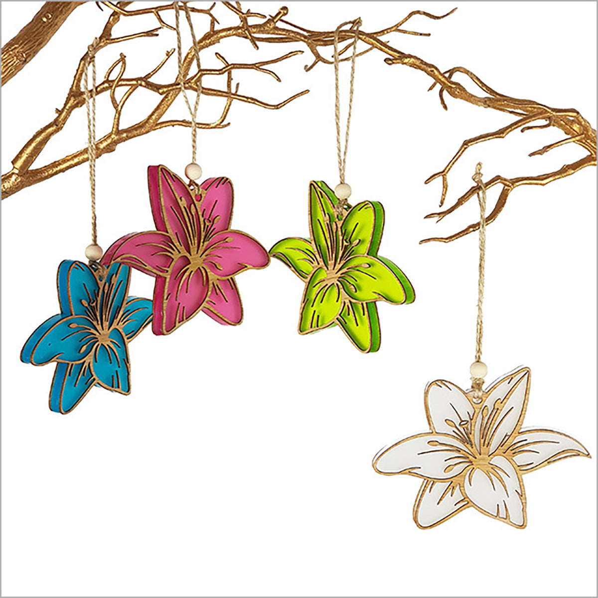 NZ Acrylic and Bamboo Lily Christmas Tree Decoration