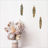 Weathered Copper Look Wall Art Feathers
