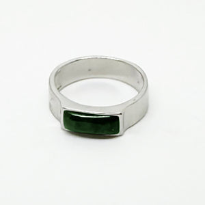 Sterling Silver Mens Ring with Genuine NZ Greenstone