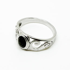 Pretty Genuine NZ Greenstone Sterling Silver Koru Ring
