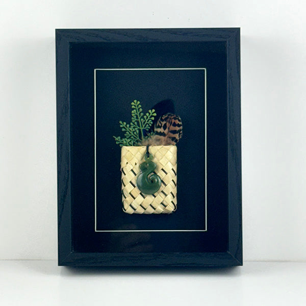 Genuine NZ Greenstone Love Twist Koru Framed Wall Art