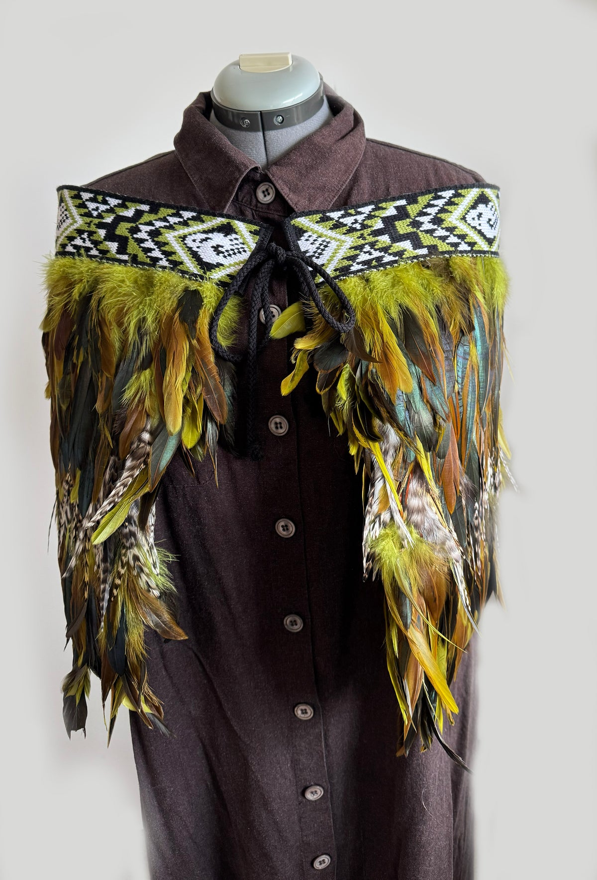 Native NZ Kākāpō Bird Feather Māori Korowai