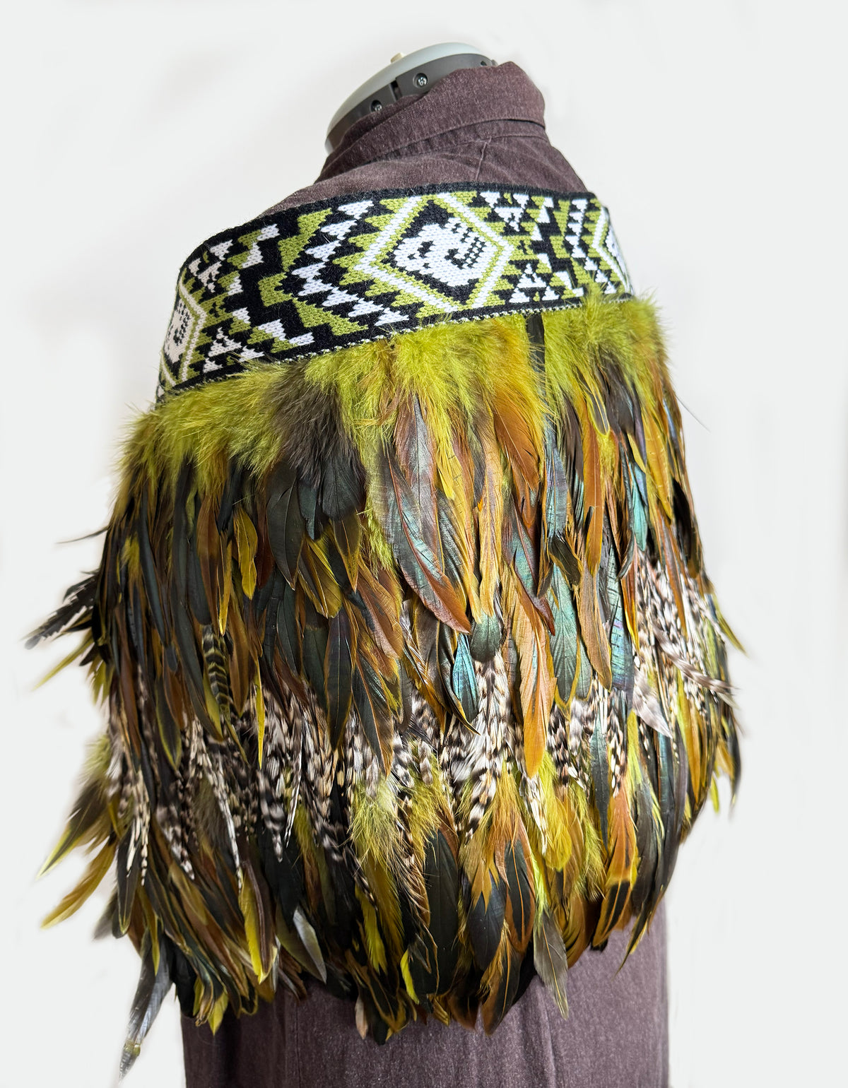 Native NZ Kākāpō Bird Feather Māori Korowai