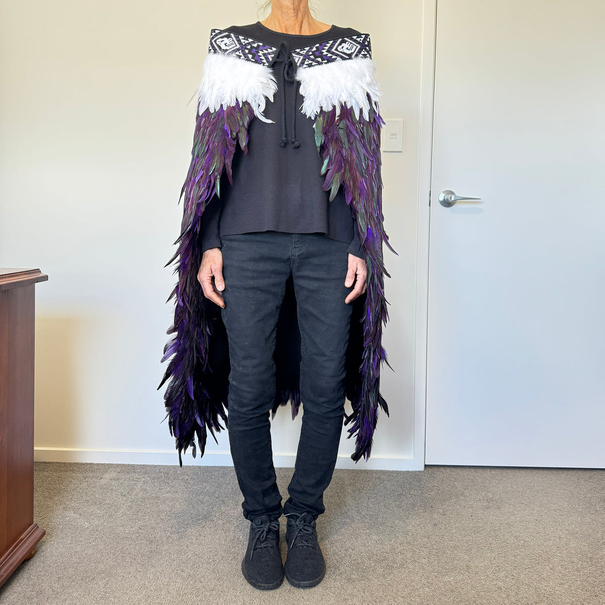 Beautiful Purple and White Māori Full Length Korowai Kahu Huruhuru