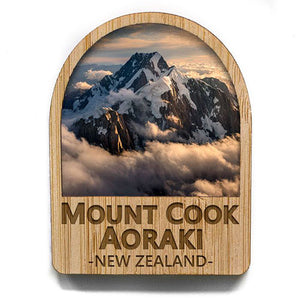 Mount Cook Aoraki NZ Bamboo Fridge Magnet