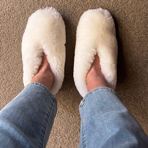 Sheepskin Wool Out Slippers with Suede Soles
