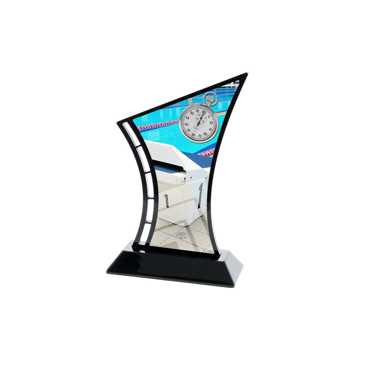 Black Acrylic NZ Swimming Award Trophy