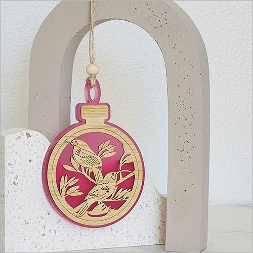 Acrylic and Bamboo Huia Bird Christmas Ornament - ShopNZ