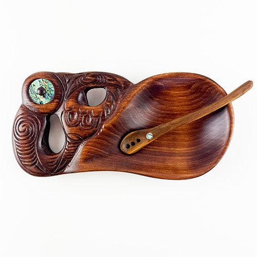 Beautiful Maori Wooden Bowl with Manaia Head - ShopNZ