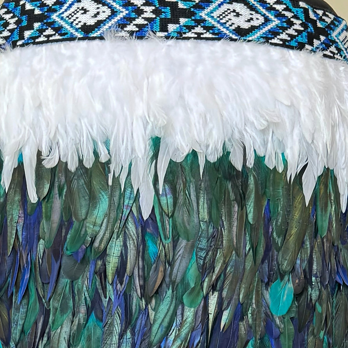 Beautiful Paua Blue Māori Korowai Full Length Cloak - ShopNZ