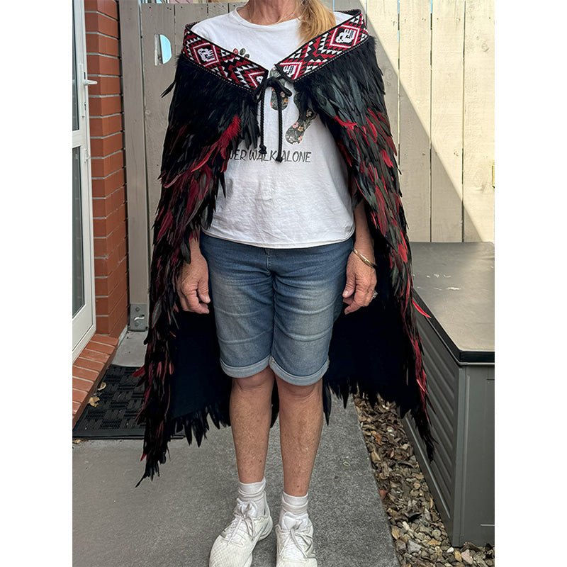 Black and Red Ngapuhi Korowai - ShopNZ