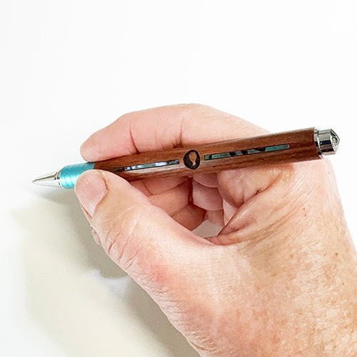 Boxed Wooden NZ Pen with Paua Shell and Kiwi Engraving - ShopNZ