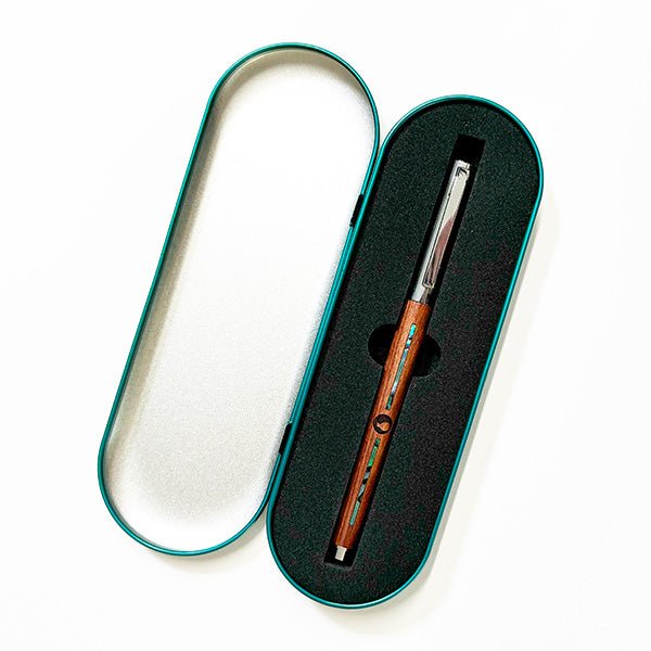 Boxed Wooden NZ Pen with Paua Shell and Kiwi Engraving - ShopNZ