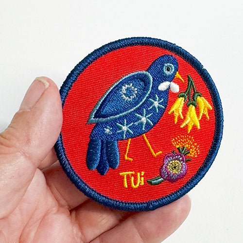 Colourful NZ Tui Bird Iron On Patch - ShopNZ