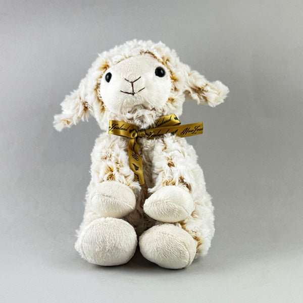 Cute NZ Souvenir Sitting Lamb Plush Toy with Curly Fur - ShopNZ