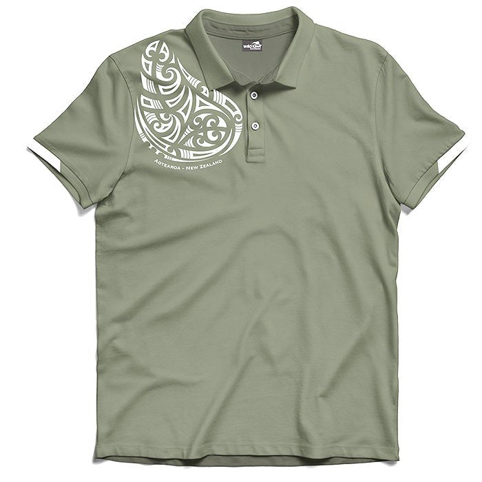Dri - Fit Mens Aotearoa NZ Polo Shirt with Maori Shoulder Tattoo - ShopNZ
