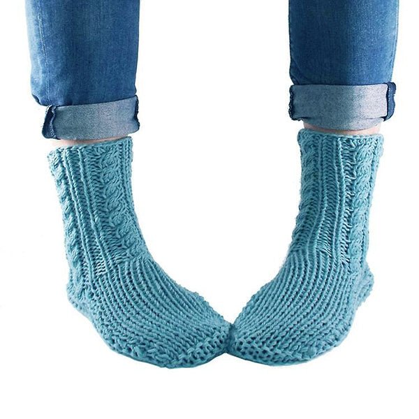Duck Egg Blue Sheepskin and Merino Slipper Socks - ShopNZ