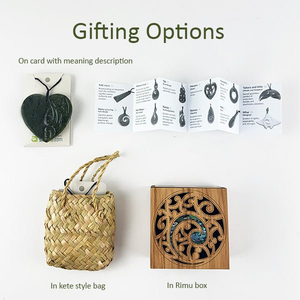 Genuine NZ Greenstone Heart Necklace with Carving - ShopNZ