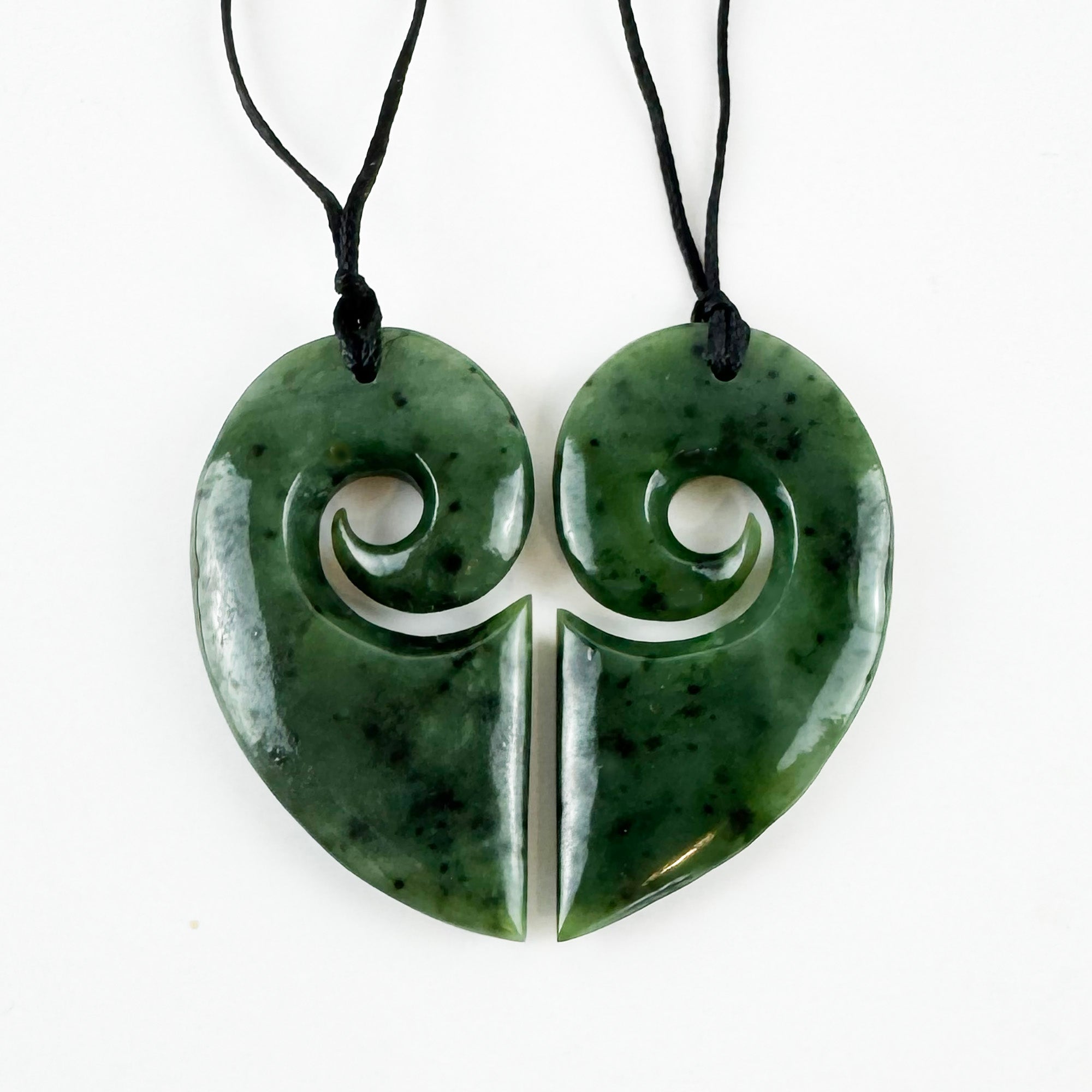 Genuine NZ Greenstone Split Heart Necklace - ShopNZ