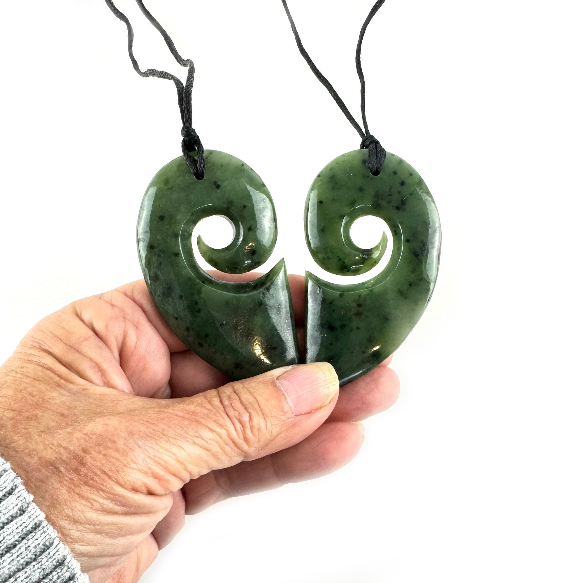 Genuine NZ Greenstone Split Heart Necklace - ShopNZ