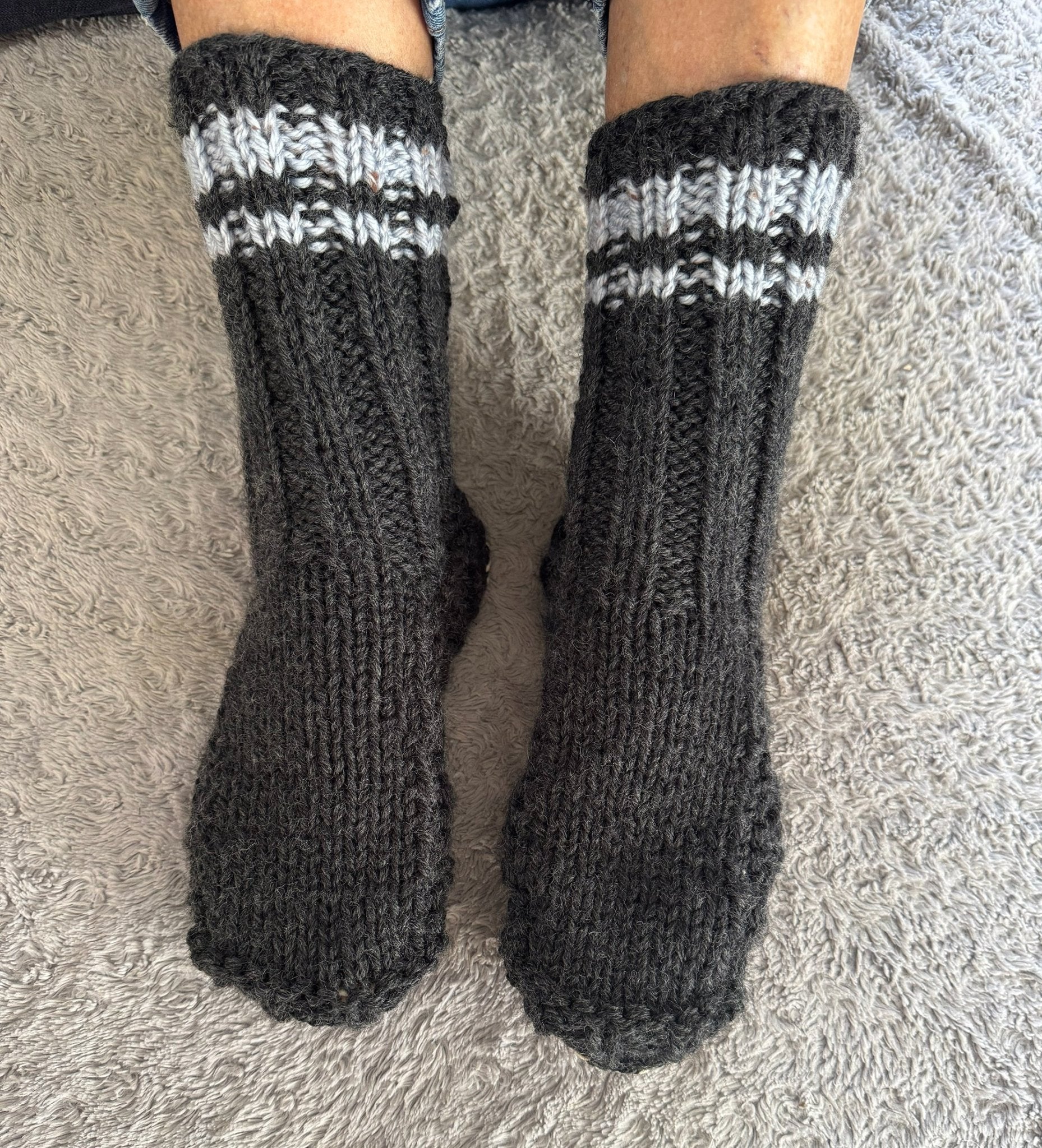 Grey NZ Slipper Socks with Sheepskin Sole - Warm and Comfy - ShopNZ