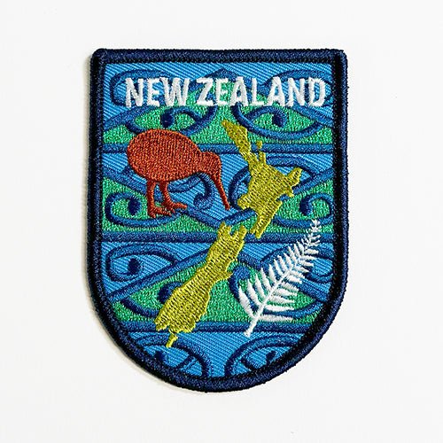 Kiwi Bird NZ Map Silver Fern Koru Iron On Patch - ShopNZ