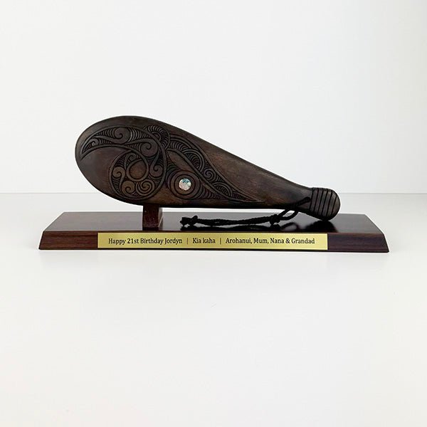 Mahogany Maori Patu with Koru Carving - ShopNZ