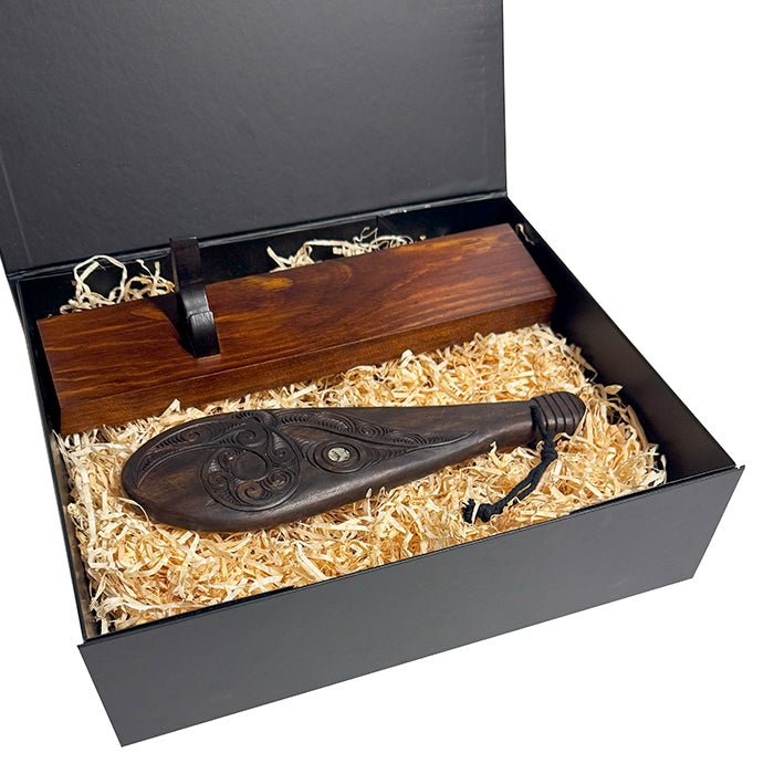 Mahogany Maori Patu with Koru Carving - ShopNZ