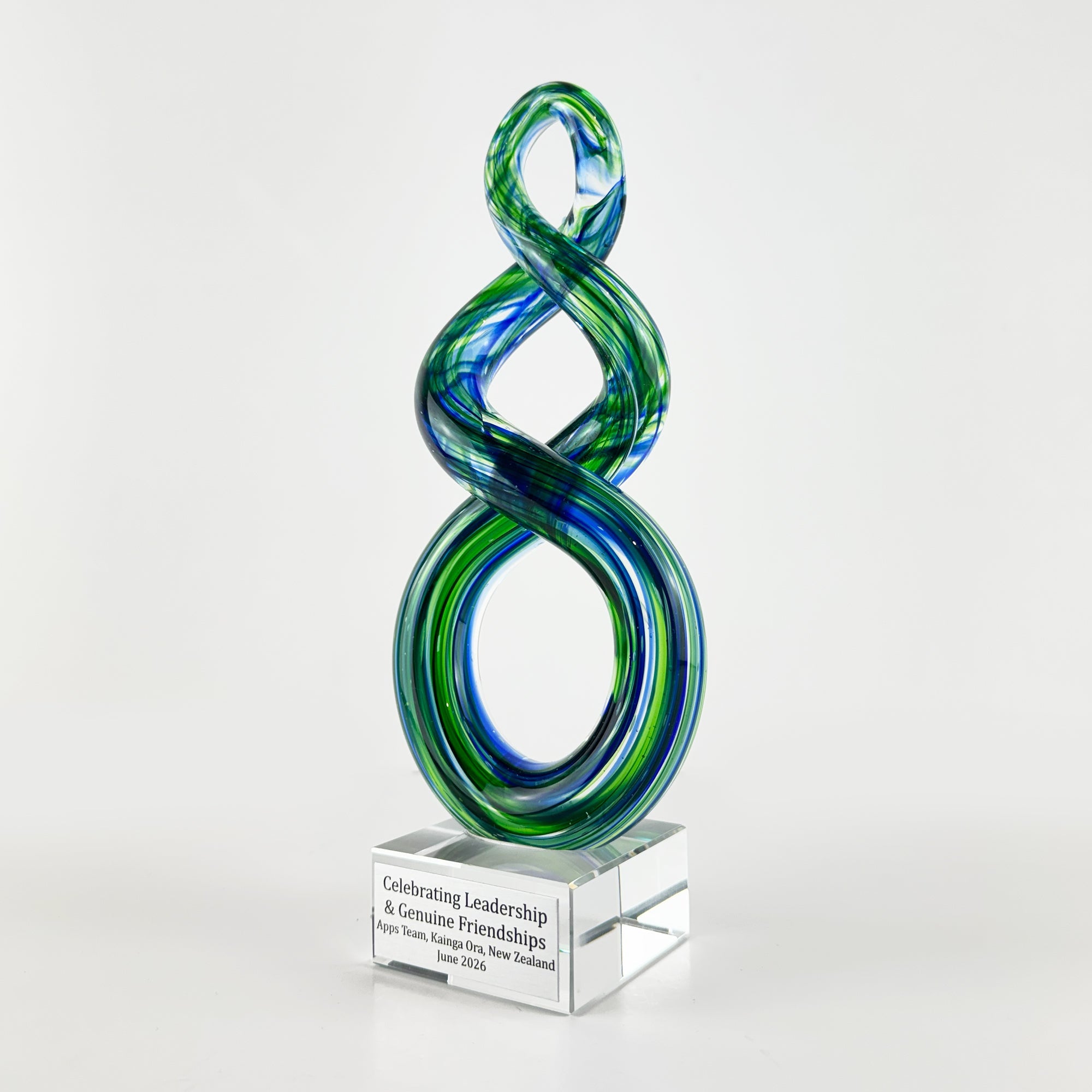 Maori Glass Double Twist Pikorua Trophy Ornament - ShopNZ