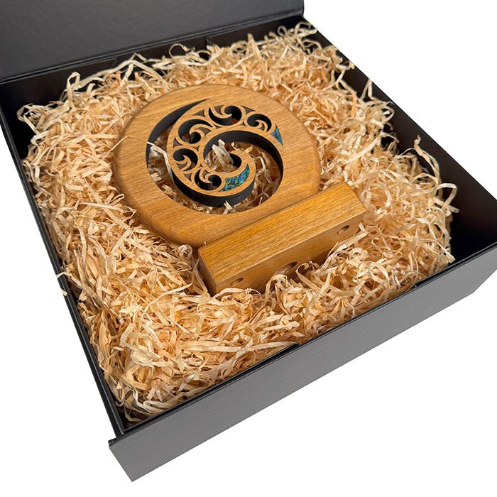 Maori Wood Carving Koru Design Trophy - ShopNZ