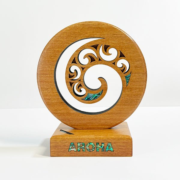 Maori Wood Carving Koru Design Trophy - ShopNZ
