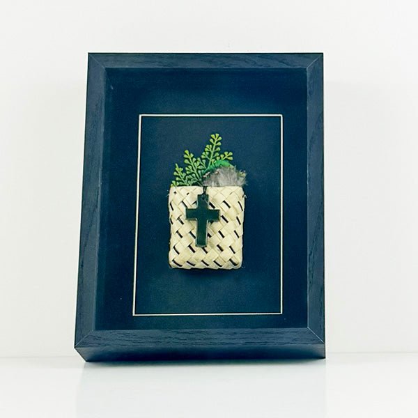 NZ Genuine NZ Greenstone Cross in Shadow Box Wall Art - ShopNZ