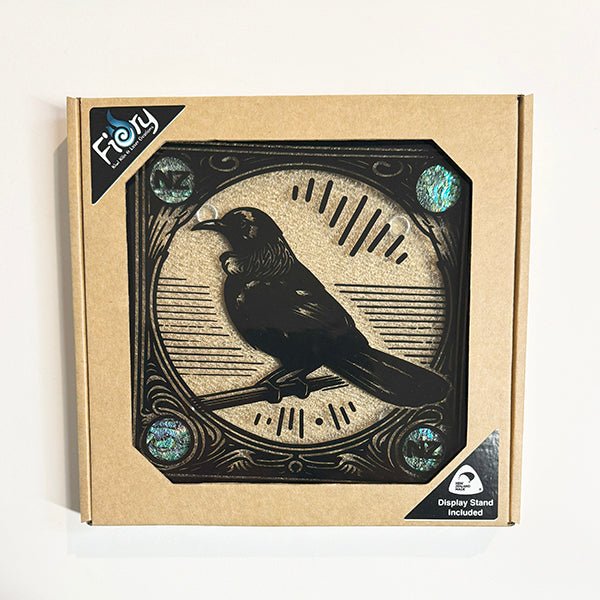 NZ Made Tui Bird Glass Plate and Stand - ShopNZ
