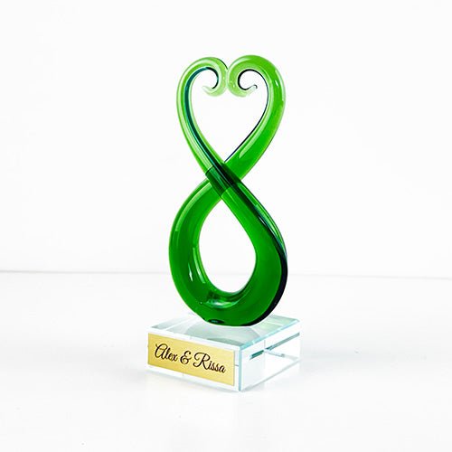 NZ Maori Green Glass Kissing Koru Ornament or Trophy - ShopNZ