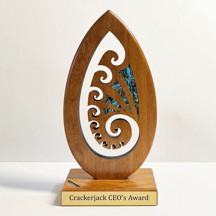 NZ Maori Pacific Rimu Sculptural Koru Trophy - ShopNZ