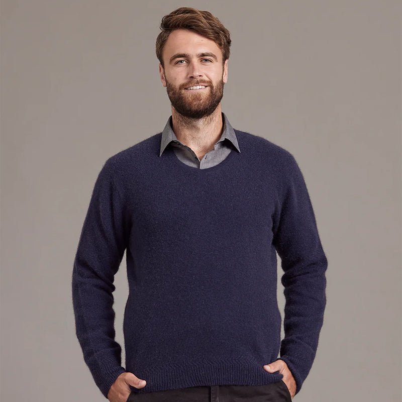 NZ Merino Possum Silk Mens Crew Neck Luxury Sweater - ShopNZ
