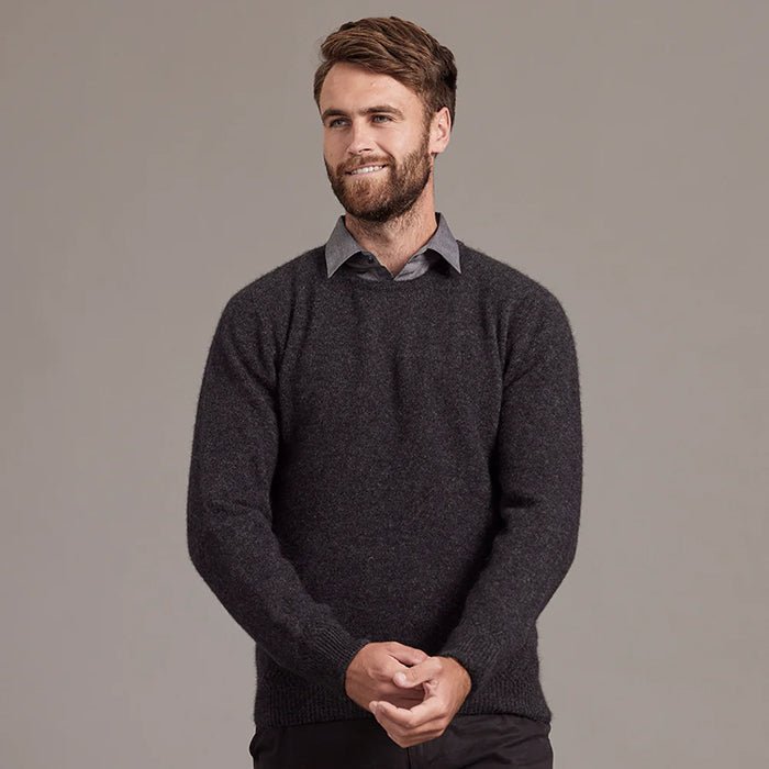 NZ Merino Possum Silk Mens Crew Neck Luxury Sweater - ShopNZ