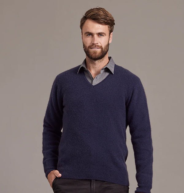NZ Merino Possum Silk Mens V - neck Sweater - ShopNZ