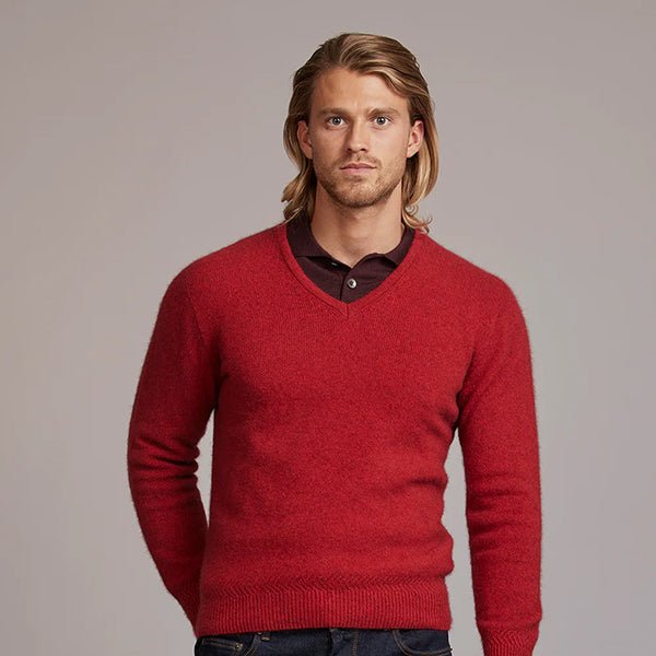 NZ Merino Possum Silk Mens V - neck Sweater - ShopNZ