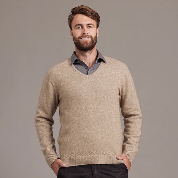 NZ Merino Possum Silk Mens V-neck Sweater – ShopNZ