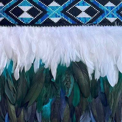 Paua Blue Maori Korowai with Patiki Taniko - ShopNZ