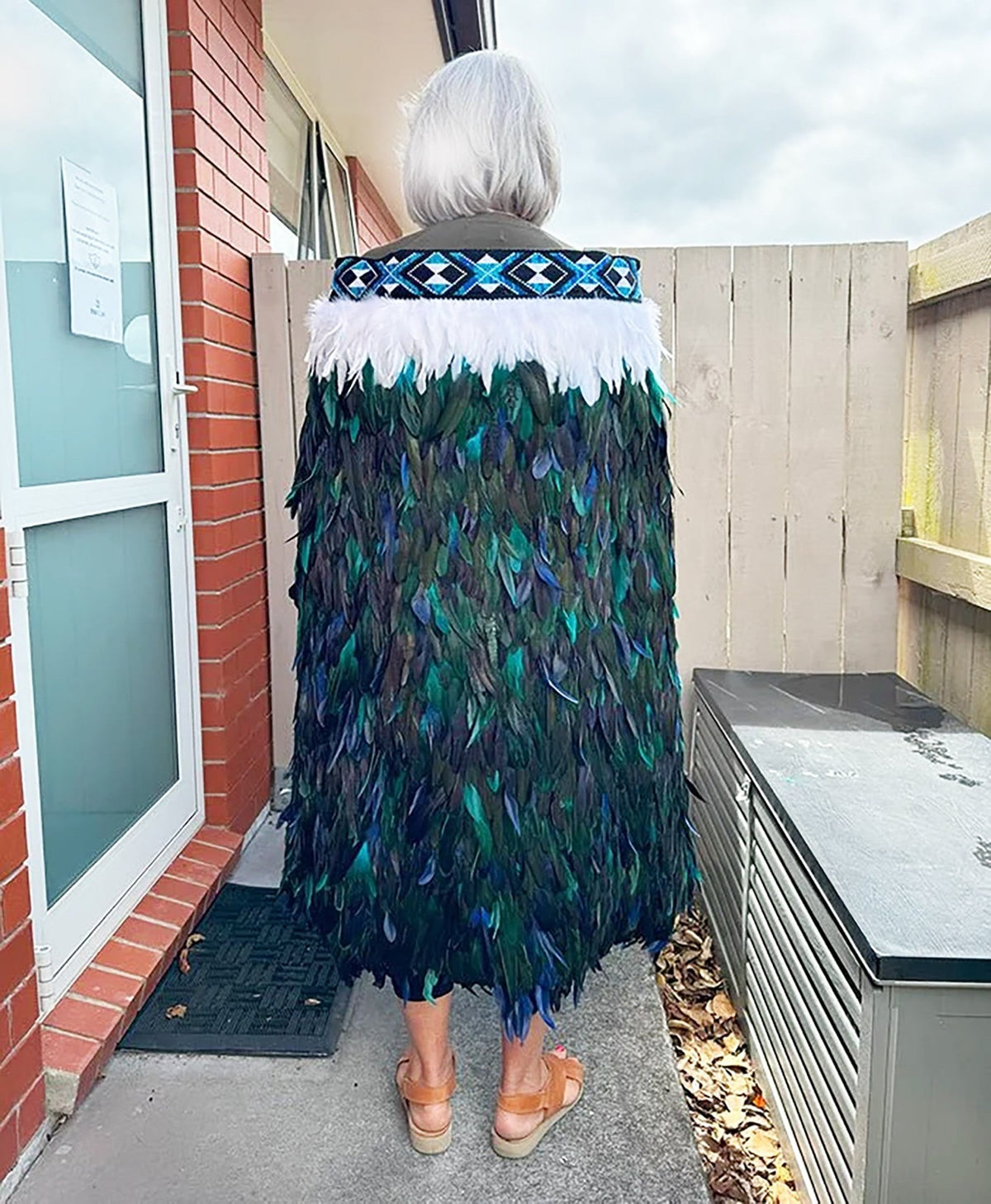 Paua Blue Maori Korowai with Patiki Taniko - ShopNZ
