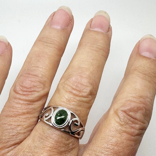 Pretty Genuine NZ Greenstone Sterling Silver Koru Ring - ShopNZ