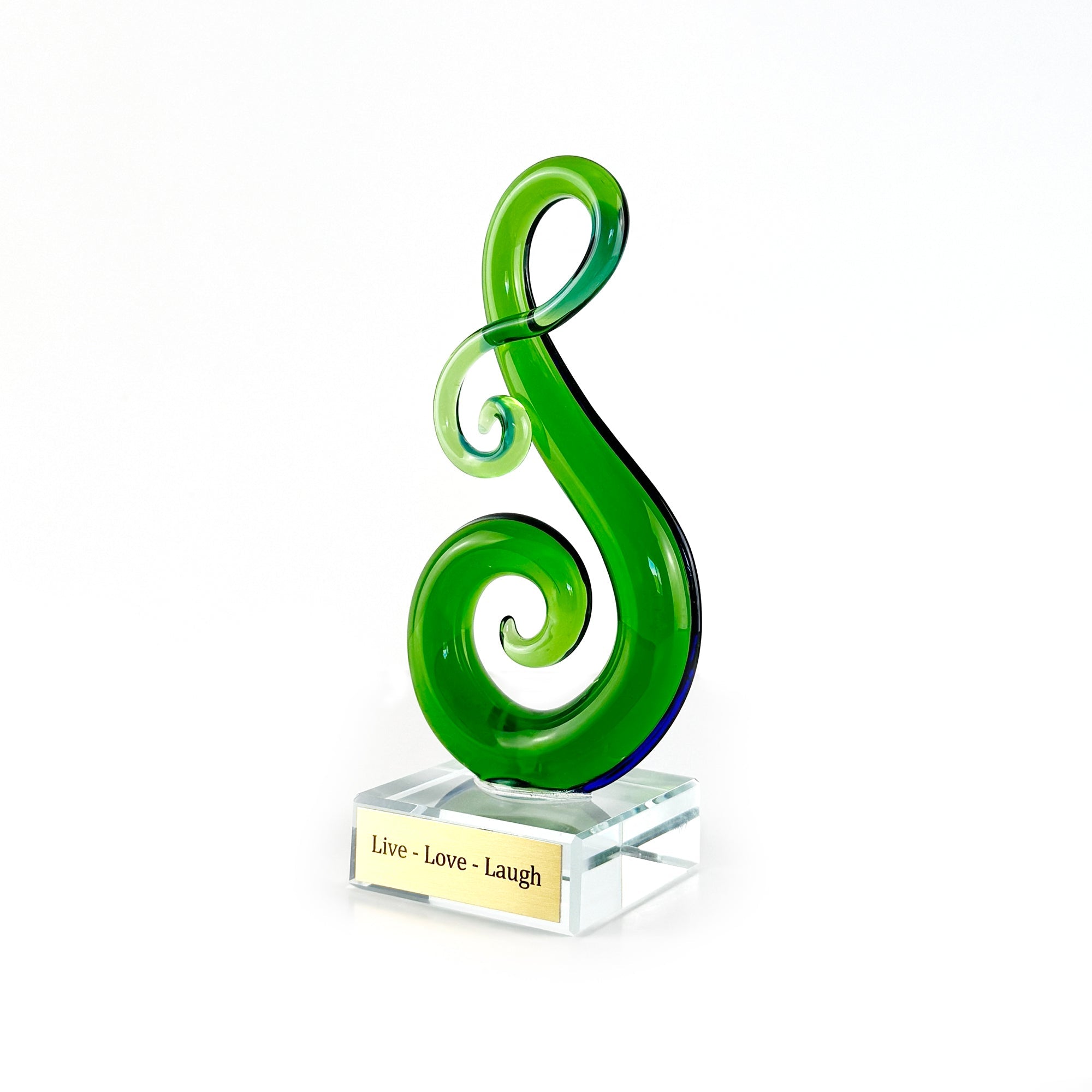 Pretty Green Glass Maori Double Koru Ornament or Trophy - ShopNZ