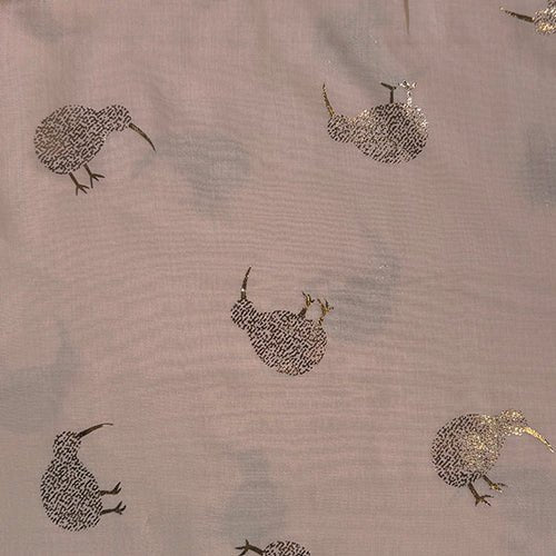 Pretty Soft Pink Scarf with Sparkly Kiwi Birds - ShopNZ