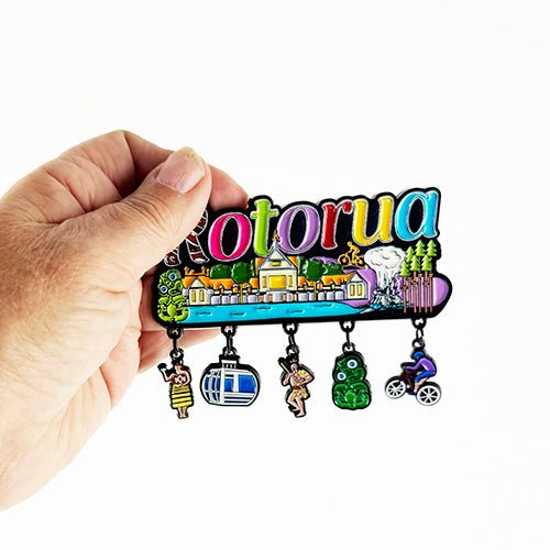 Rotorua NZ Fridge Magnet with Dangling Charms - ShopNZ