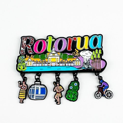 Rotorua NZ Fridge Magnet with Dangling Charms - ShopNZ