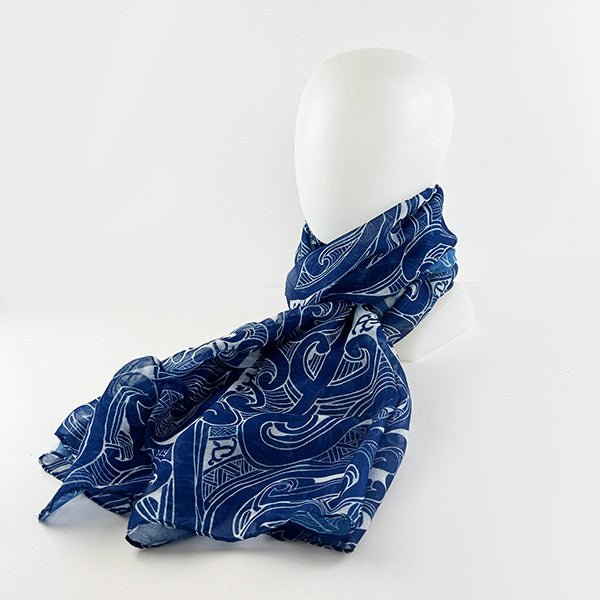 Sapphire Blue Maori Tattoo Design Sarong or Scarf - ShopNZ