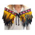 Short Maori Korowai with Gold and Black Feathers and Red Taniko - ShopNZ
