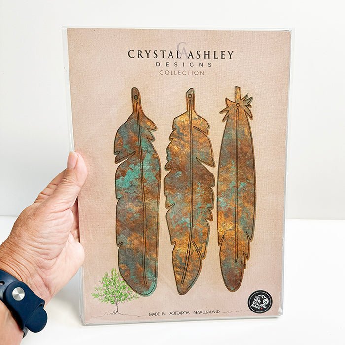 Weathered Copper Look Wall Art Feathers - ShopNZ